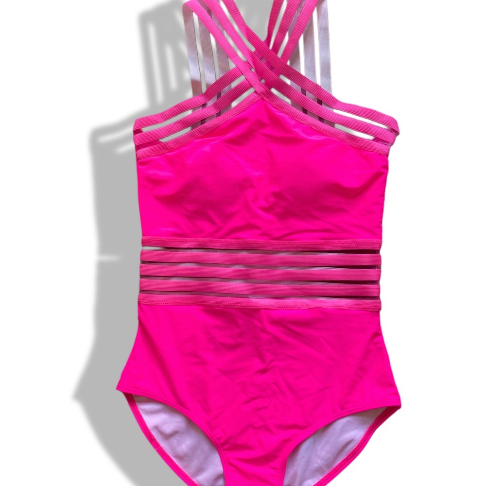 DAVI & DANI Pink Strappy One Piece Swimsuit